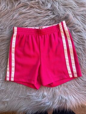 🐶Faded Glory Hot Pink Athletic Shorts with White Side Stripes